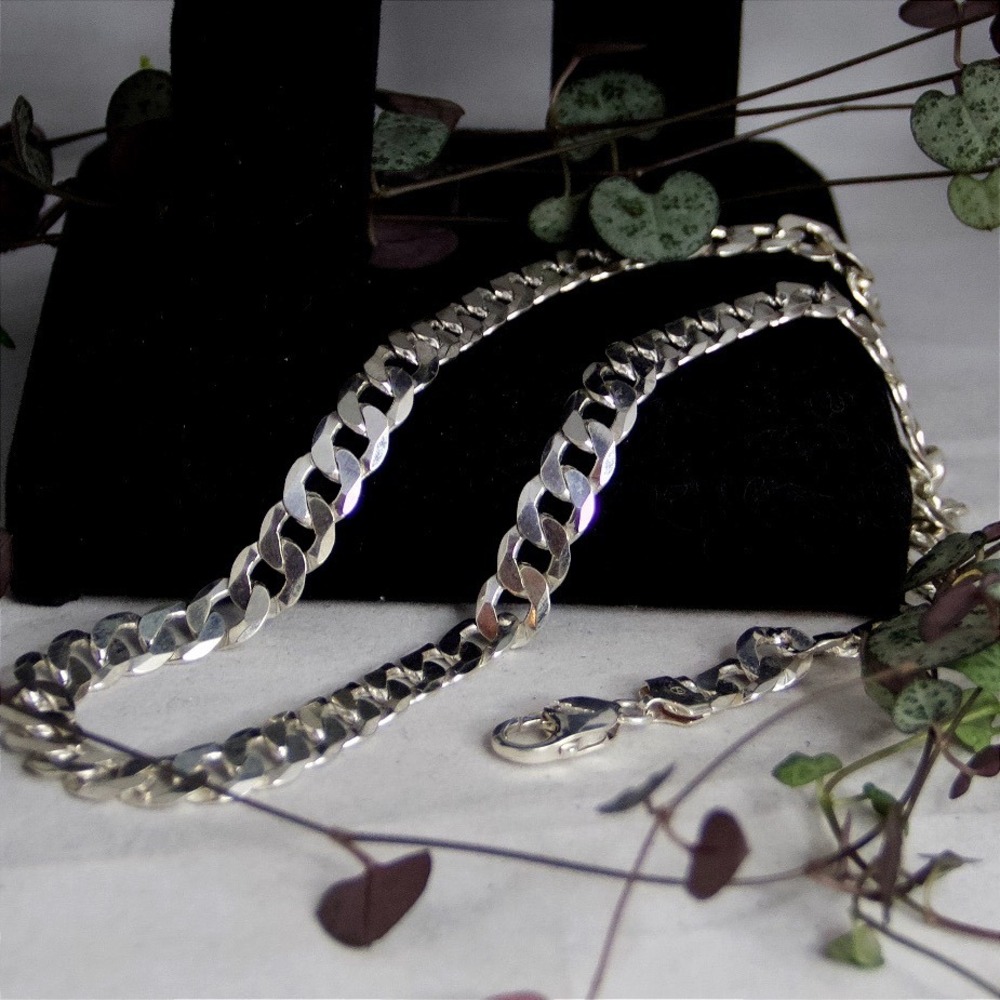 VTG HEAVY 925 Sterling Silver Italy Curb Link Chain Necklace 8mm 20in 47g